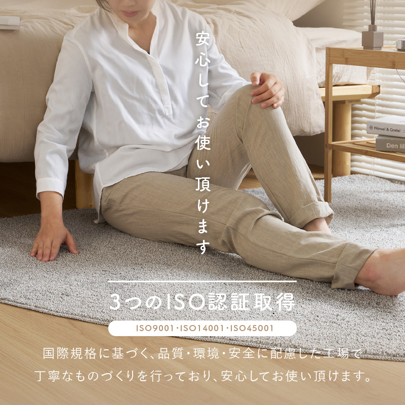 HAGiHARA（萩原） シャギーラグ マット カーペット 180cm 扇形 洗える