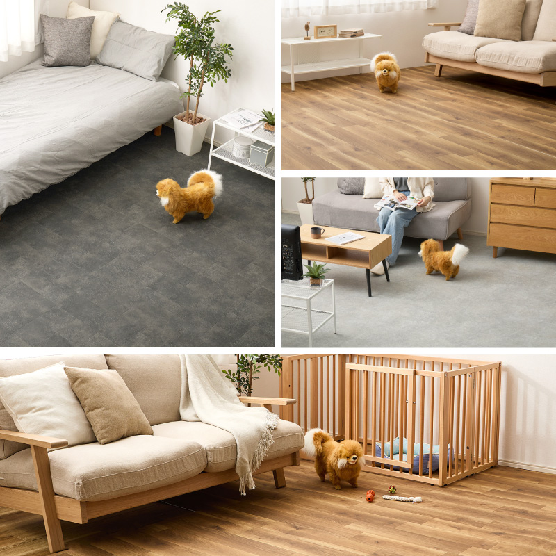 ラグ クッションフロア ペット対応 273×352 6畳 消臭 滑りにくい キズに強い カットできる フロアシート DIY 日本製 敷き詰め