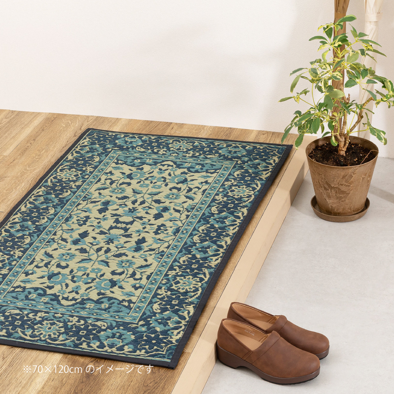 HAGiHARA（萩原） い草マット 玄関マット 室内 55×85cm たたみ ブルー