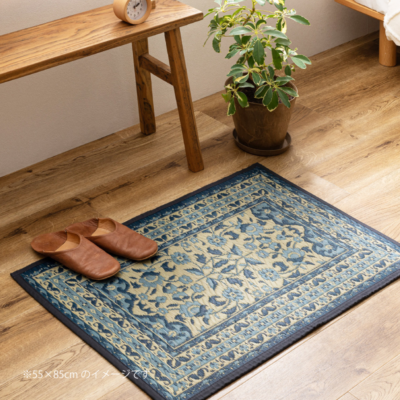 HAGiHARA（萩原） い草マット 玄関マット 室内 55×85cm たたみ ブルー