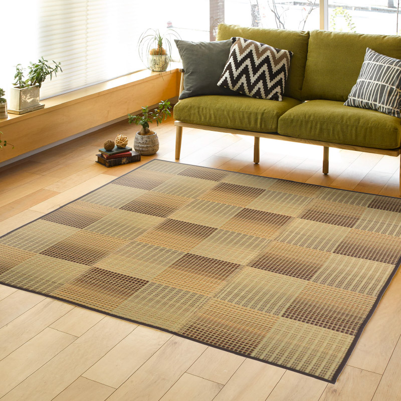 HAGiHARA（萩原） ラグ カーペット い草 4.5畳弱 240×240cm 折りたため