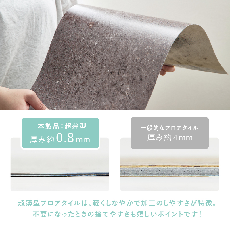 HAGiHARA（萩原） 置くだけ フロアタイル モルタル 大理石調 超薄型