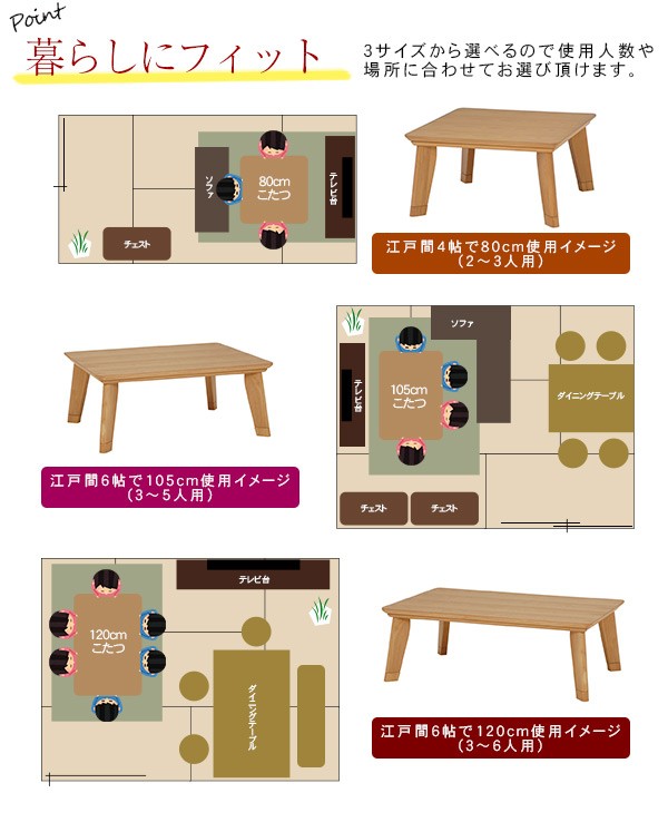 HAGiHARA（萩原） こたつ こたつテーブル 単品 長方形 幅120cm