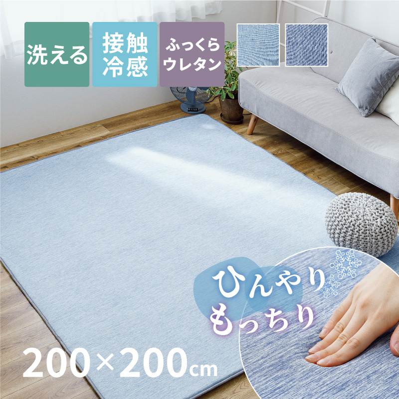 ラグ 接触冷感 カーペット 2.5畳 洗える 滑り止め 200×200cm 冷感ラグ