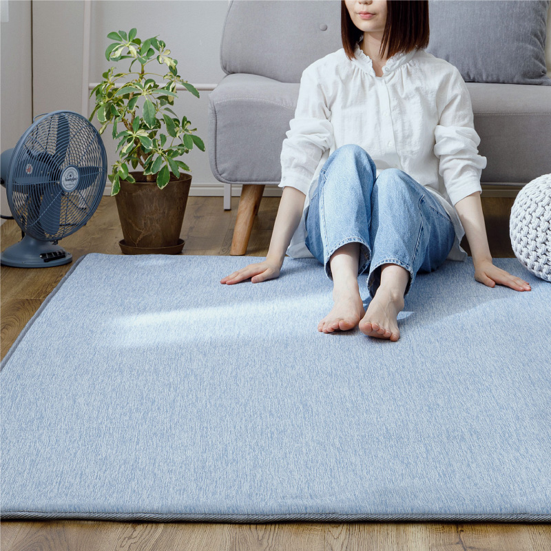洗える 冷感ラグ ひんやり 低反発 極厚 接触冷感 ラグ 200×200【約2.5 