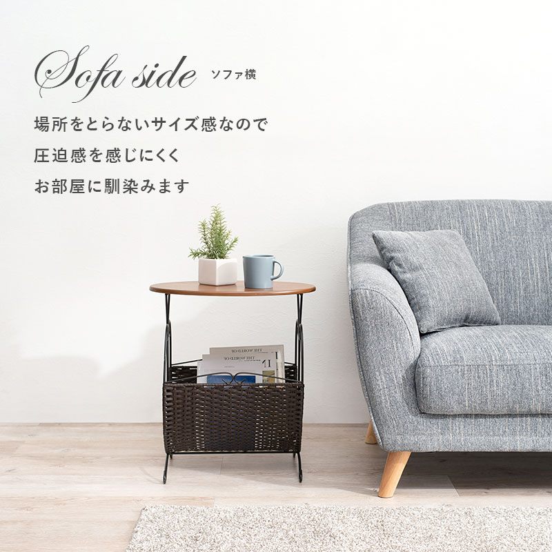 HAGiHARA（萩原） マガジンラック 幅46.5cm 完成品 天板付き サイド