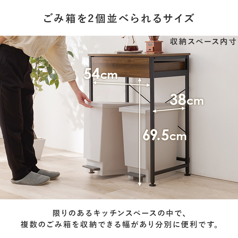 HAGiHARA（萩原） ごみ箱上ラック キッチンカウンター 幅60.5cm 収納