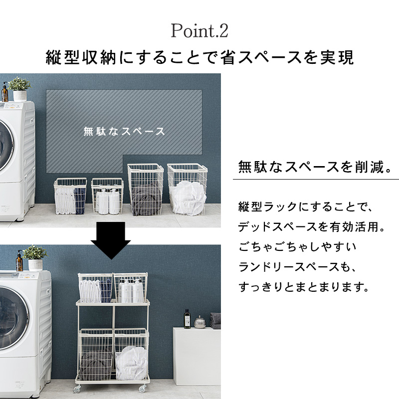 HAGiHARA（萩原） ランドリーバスケット ランドリーボックス ワゴン