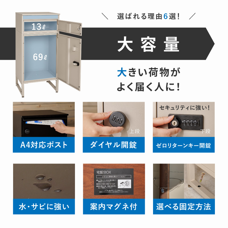 HAGiHARA（萩原） 宅配ボックス 置き配ボックス 戸建 大容量 60L