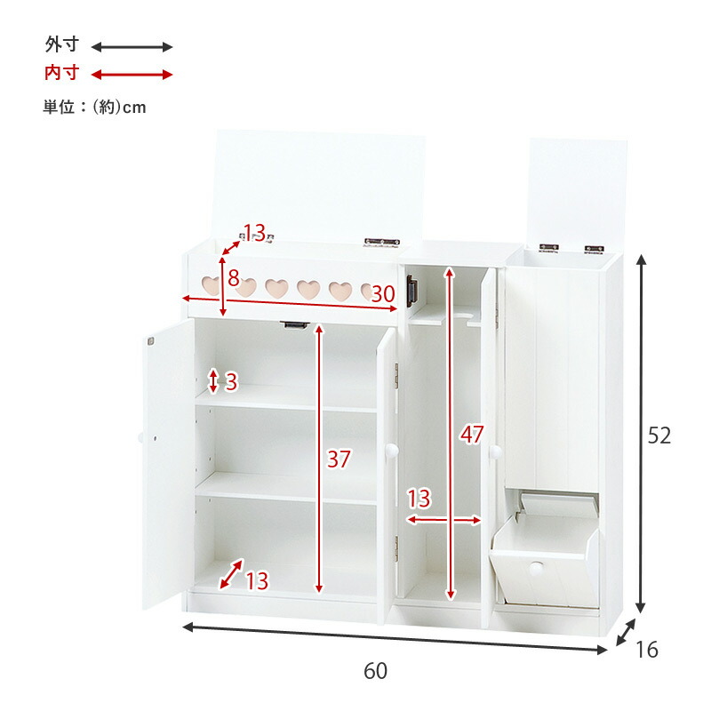 トイレラック スリム ラック トイレ 生理用品 収納 おしゃれ 棚 トイレ収納 完成品 サニタリー収納 収納棚 トイレットペーパー 可愛い 隙間収納 幅60cm｜hagihara6011｜14