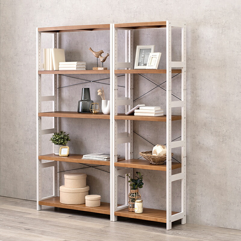 ナチュラル木製オープンシェルフ 5段 5段 幅60cm 天然木 無垢材 ラック 木製ラック オープンラック オープン