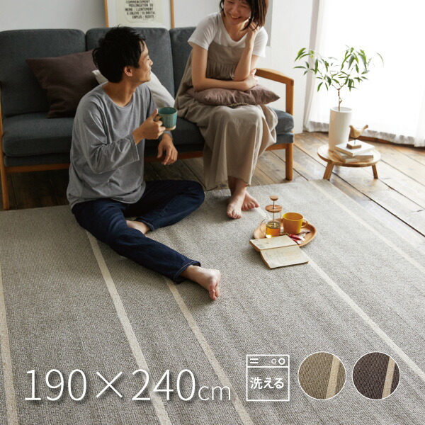 スミノエ ラグ カーペット 洗える 3畳 190×240cm ホットカーペット 床