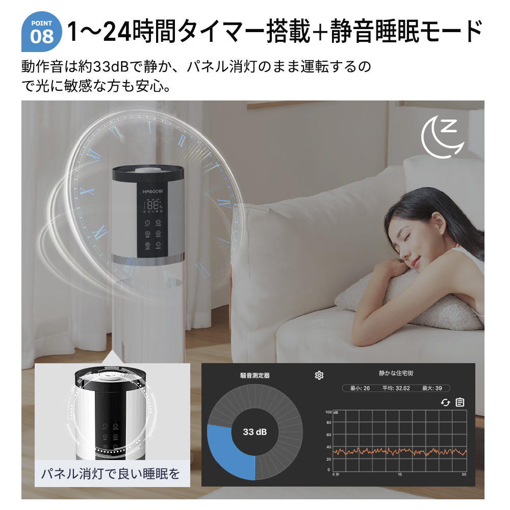 HAGOOGI 加湿器 超音波式 uv除菌 ハイブリッド加湿器 大容量 12L 9L