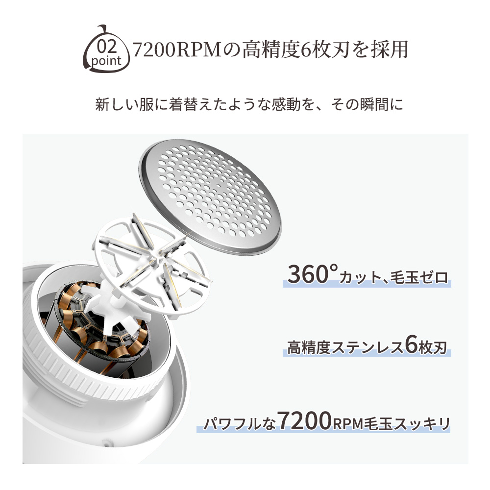 【★替刃付き】毛玉取り 毛玉取り器 充電式 毛玉クリーナー 毛玉取り機 けだまとり 電動 6枚刃 コードレス 大容量 LED照明 軽量 関連画像3