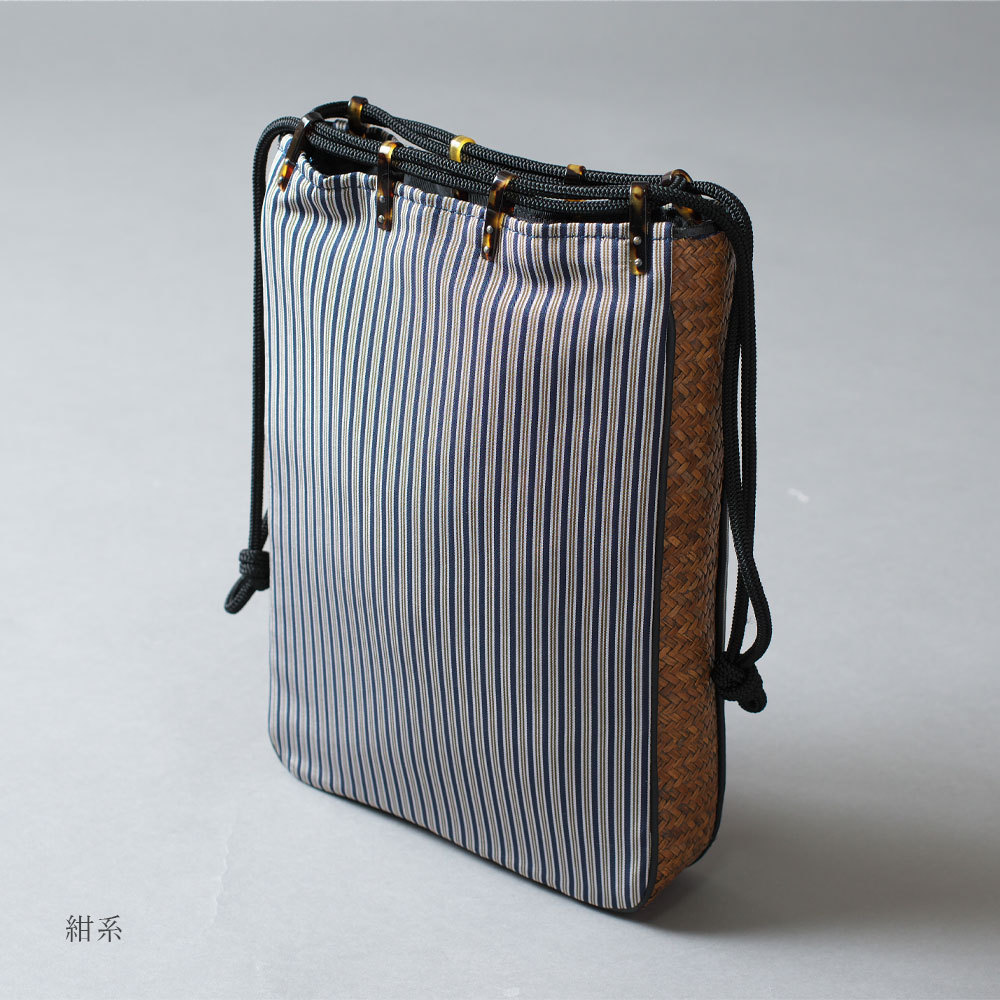 一杢 米沢平袴地 あじろ信玄袋 巾着袋 牛革 和装 洋装 男性用 メンズ