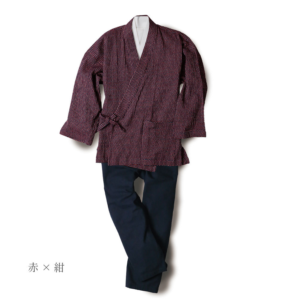 一杢 樹亜羅 作務衣 網模様作務衣 さむえ サムエ 羽織 セット 冬用 