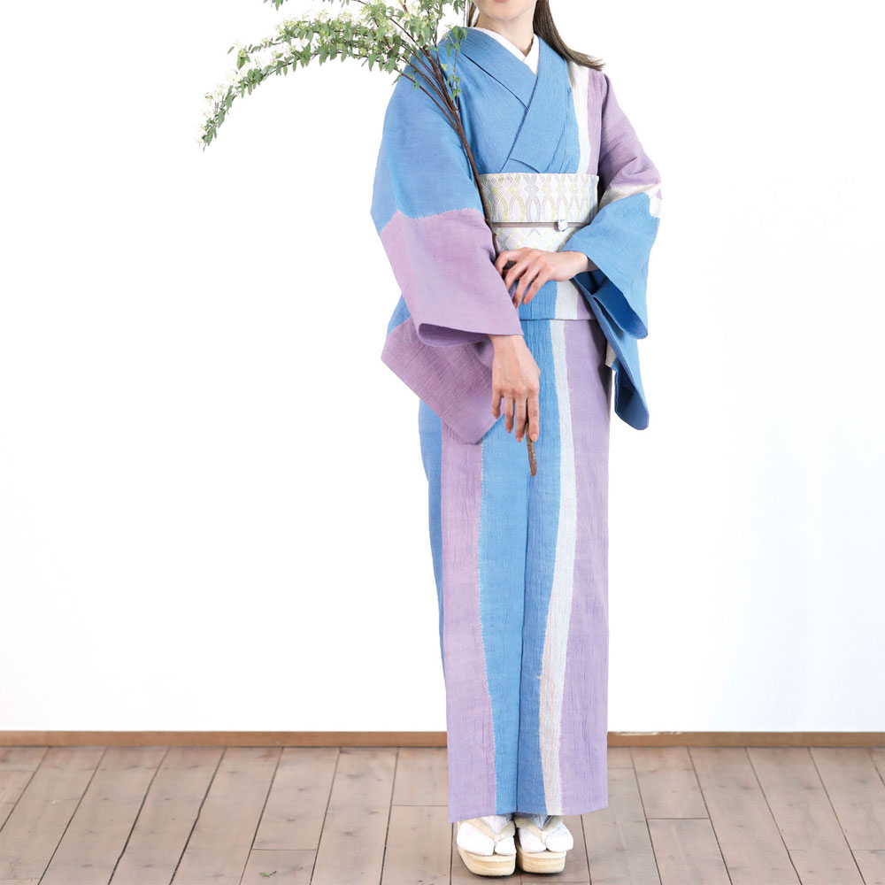 【 各1点限り｜未仕立て 】 5-9きもの 59きもの 波打ち際 藤井絞 59kimono 5-9kimono 綿麻着物 着物 単衣 おしゃれきもの