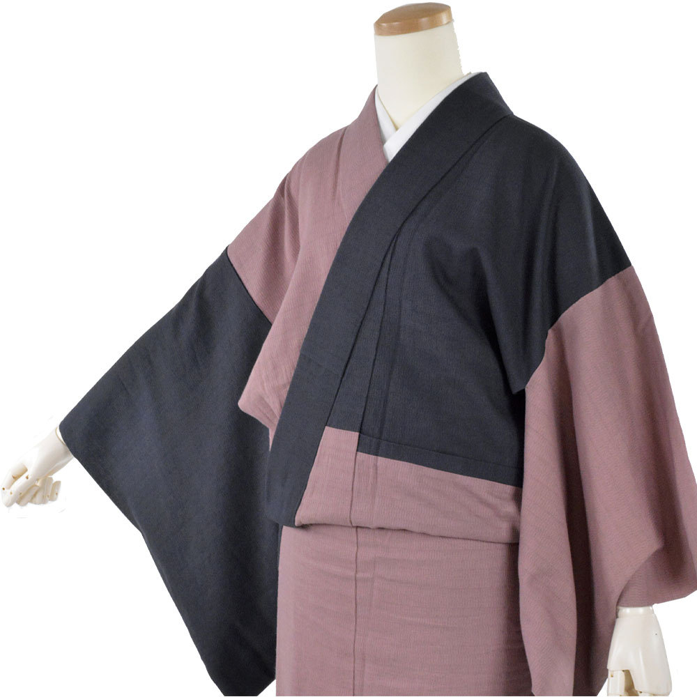 藤井絞 はごろ木綿 無地 二色変形片身替わり 木綿着物 木綿 反物 普段  