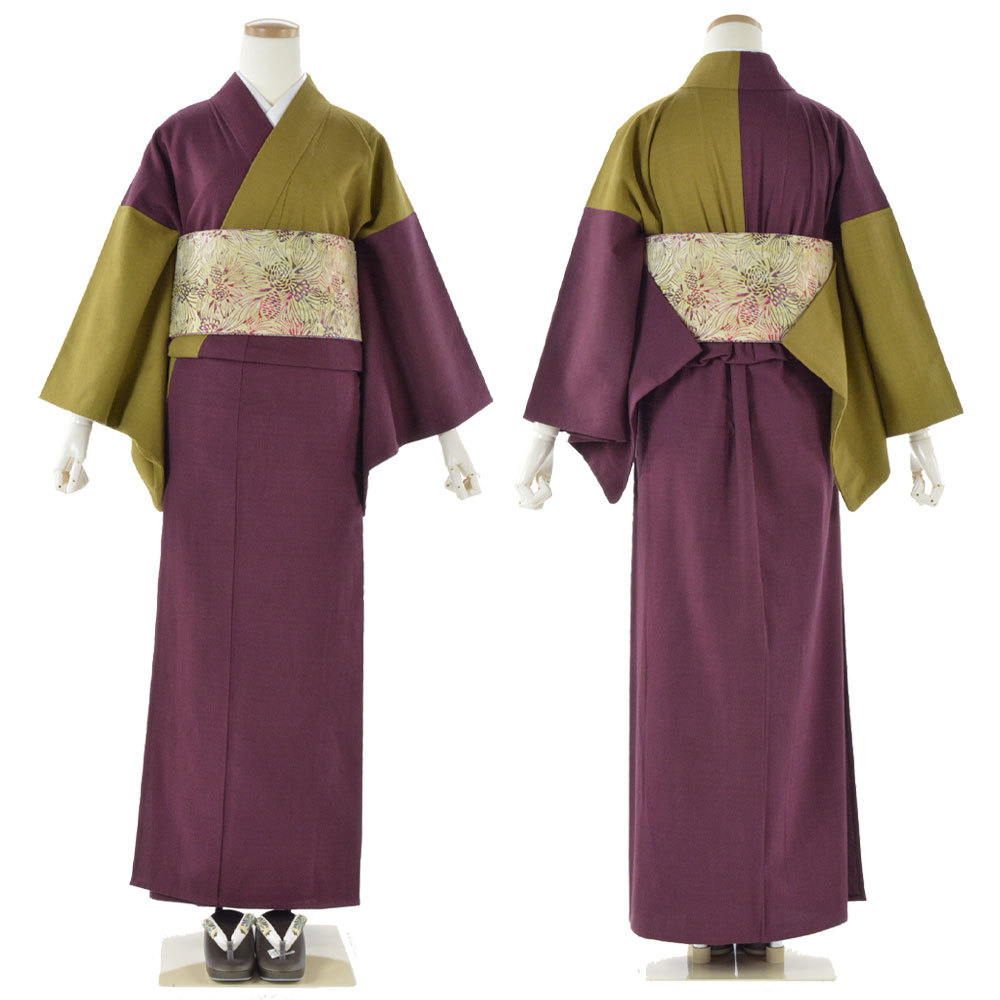 藤井絞 はごろ木綿 無地 二色変形片身替わり 木綿着物 木綿 反物 普段