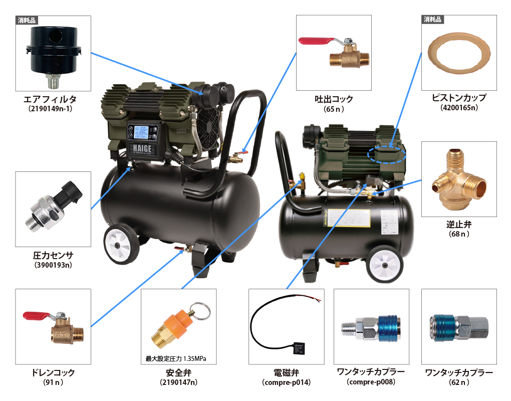 1円 HAIGE エアーコンプレッサー HG-DC990X1 17L 最大圧力1.0MPa 2馬力 ハイガー産業 通電(コンプレッサー)｜売買されたオークション情報、yahooの商品情報をアーカイブ公開  - オークファン エアーツール