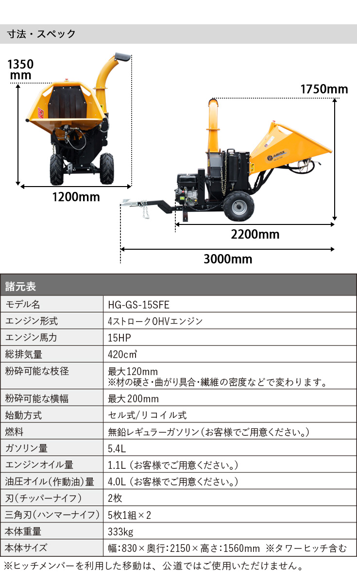 粉砕機 ウッドチッパー 枝 竹 草 藁