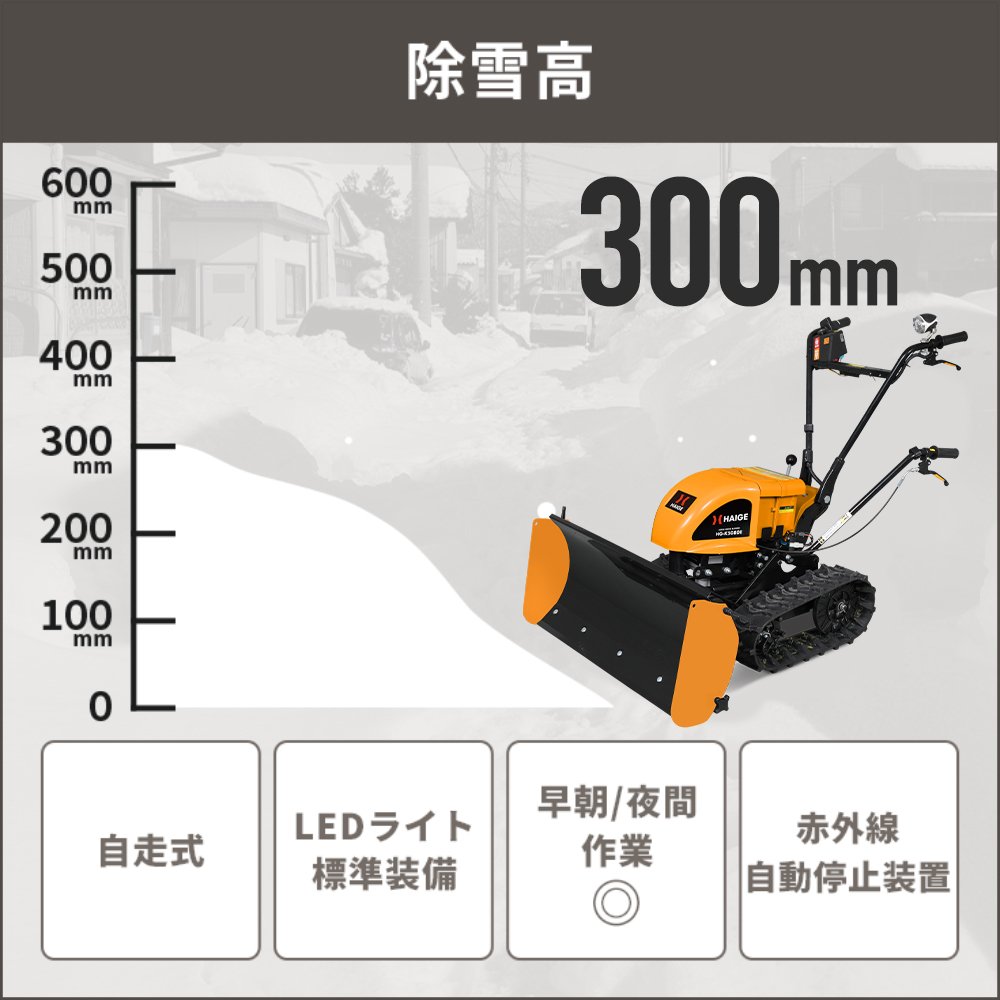 ☆緊急企画！12/2 10時まで超特価☆ハイガー公式 電動除雪機 自走式 バッテリー充電式 ラッセル式 スノーダンプ 除雪幅85cm HG-K5080E  1年保証 : hg-k5080en-gt-tak : HAIGE - 通販 - Yahoo!ショッピング