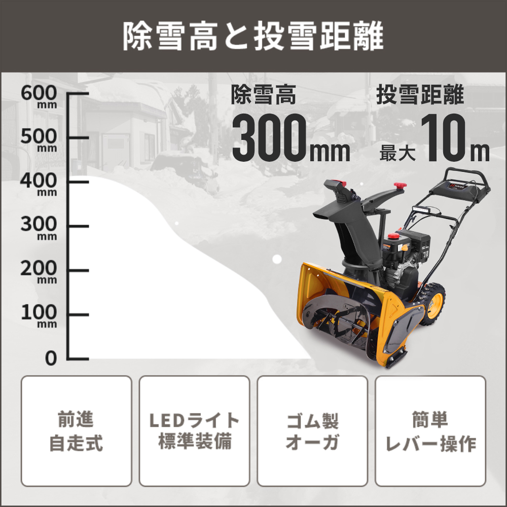 残り数台】＼11月限定 冬季予約直前割／ 【7.0馬力】寒冷地エンジン式除雪機（ガソリン 前進自走式）HG-K7060 除雪幅60cm 212cc  シングルステージ :yhg-k7060n:ハイガー産業 - 通販 - Yahoo!ショッピング