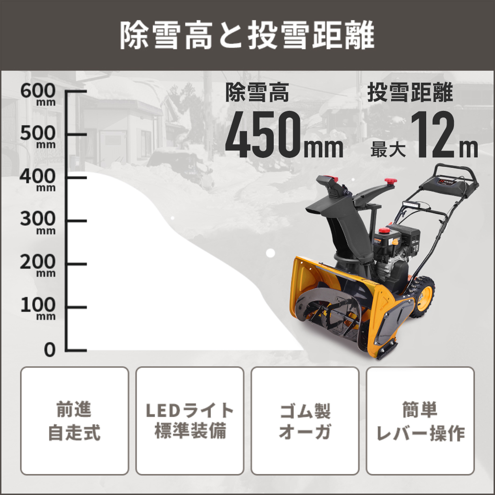 残りわずか＞ハイガー公式 自走式エンジン除雪機 前進自走式 家庭用 ゴム製オーガ 7馬力 除雪幅60cm HG-K7060 1年保証 :  yhg-k7060n : HAIGE - 通販 - Yahoo!ショッピング