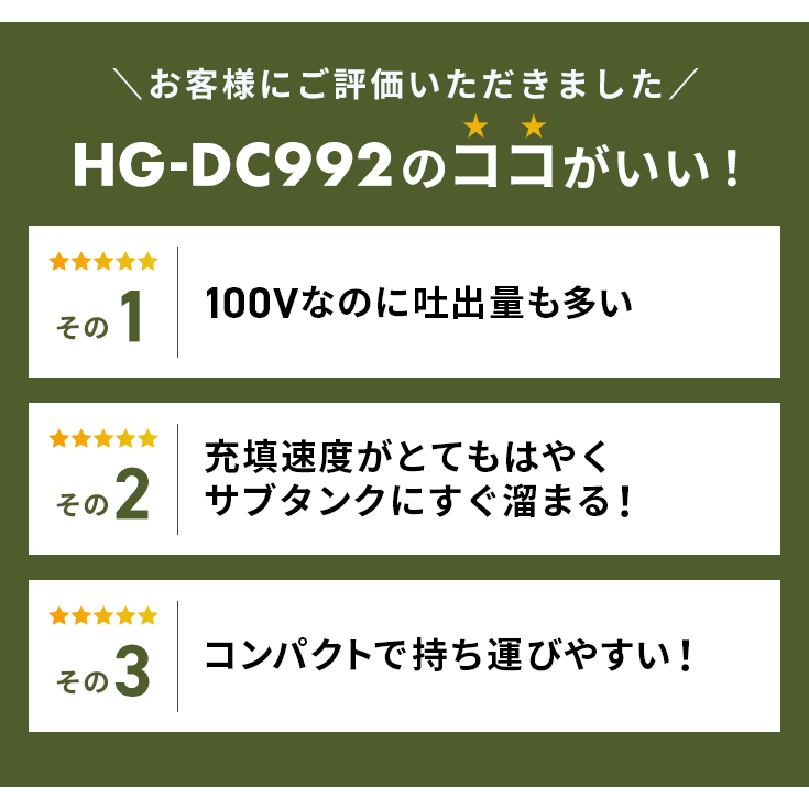 ハイガー公式 エアコンプレッサー 100V 0.8Lタンク内蔵 オイルレス 最大圧力1.0MPa 静音 小型 軽量 業務用 HG-DC992 1年保証  : yhg-dc992n : HAIGE - 通販 - Yahoo!ショッピング