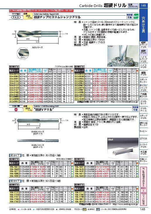 大見 超硬Vドリル(ロング) 3.0mm ( OVDL-0030 ) 大見工業(株