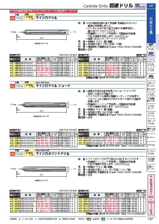 NS マイクロドリル NSMD Φ0.03X0.3 ( NSMD-0.03X0.3 (04-00001-00300