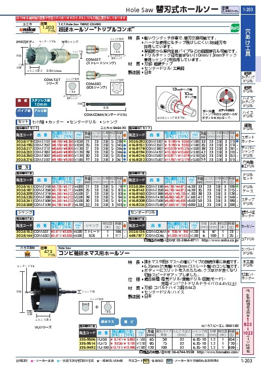 ハウスB.M コンビ軸排水マス用ホルソー ( VU-50 ) (株)ハウスビーエム