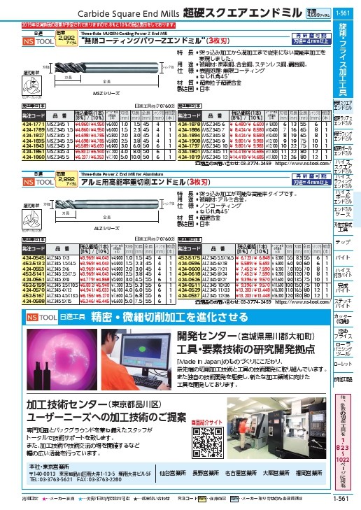 NS アルミ用高能率重切削エンドミル ALZ345 Φ12X36 ( ALZ345 12X36 (01