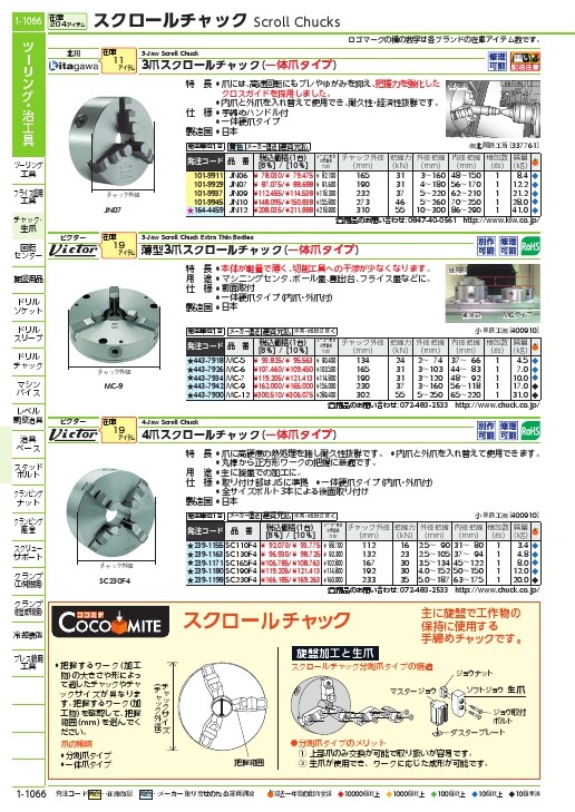 ビクター スクロールチャック 4インチ 4ツ爪 一体爪 ( SC110F4 ) 小林