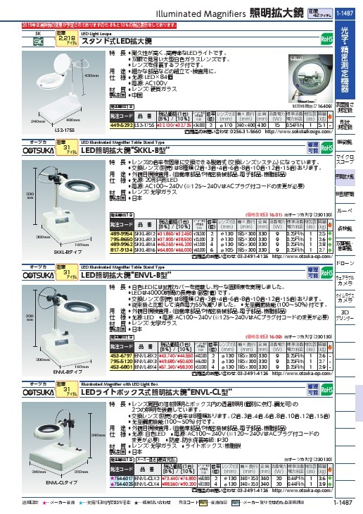 5年保証』 オーツカ 光学 ＬＥＤ照明拡大鏡 ＳＫＫＬ−Ｂ型 ６倍