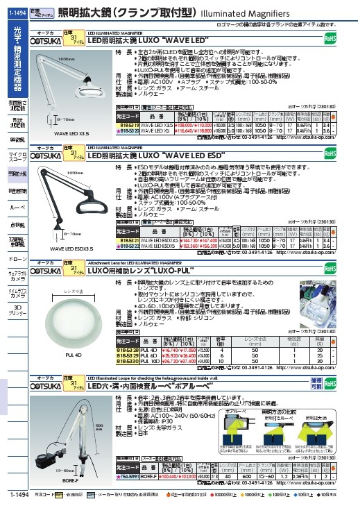 オーツカ LUXO LED照明拡大鏡 WAVE LED 5倍 ( WAVE LED X5 ) (株