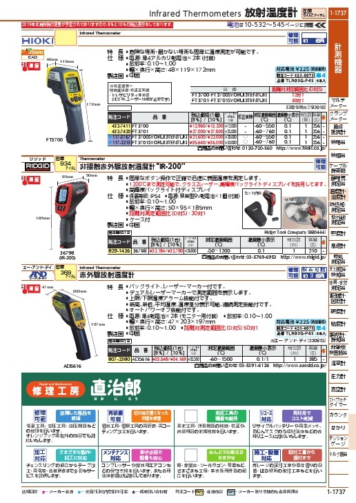 HIOKI 放射温度計 ( FT3701 ) 日置電機(株) : 4327420 : 配管材料