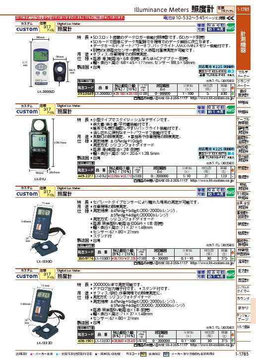 カスタム デジタル照度計 ( LX-01U ) (株)カスタム : 4492277 : 配管