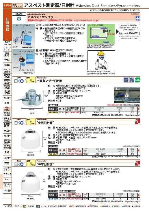 EKO ISO クラスB 全天日射計 標準コード 10m ( MS-60C ) 英弘精機(株)-