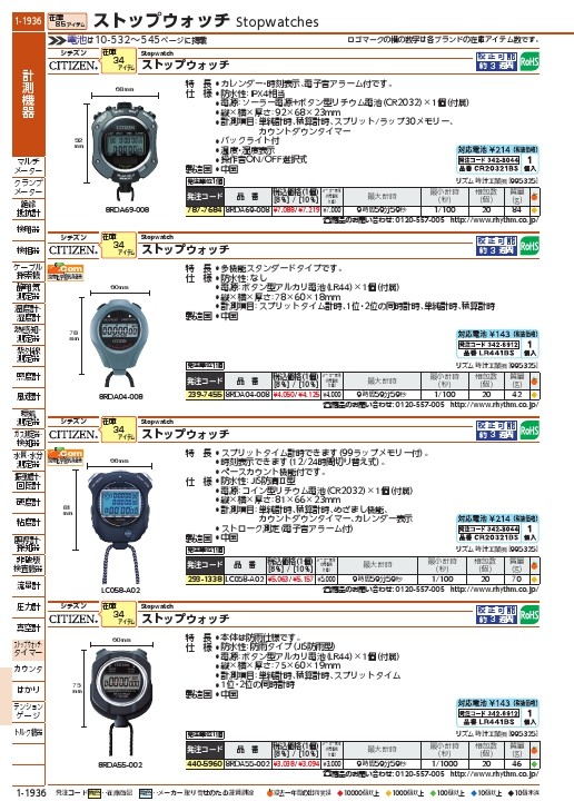 シチズン 防滴型 ストップウォッチ 069 (防滴タイプ(IPX4相当)) グレー