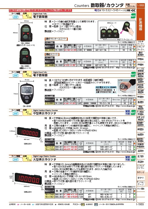 ライン精機 中型表示カウンタ ( G90-301 ) ライン精機(株) : 7517327