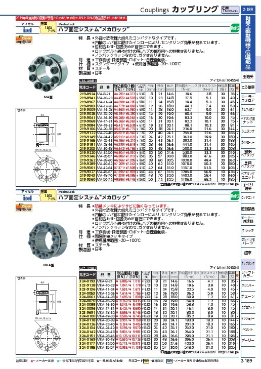 メカロック MAシリーズ 内径25×外径43mm アイセル 2199165-