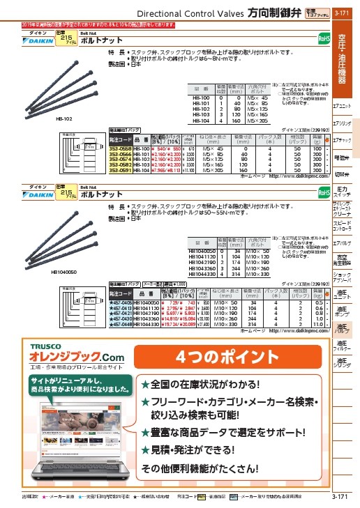 ダイキン ボルトナット ねじ径×長さM10×330mm ( HB1044330 ) ダイキン