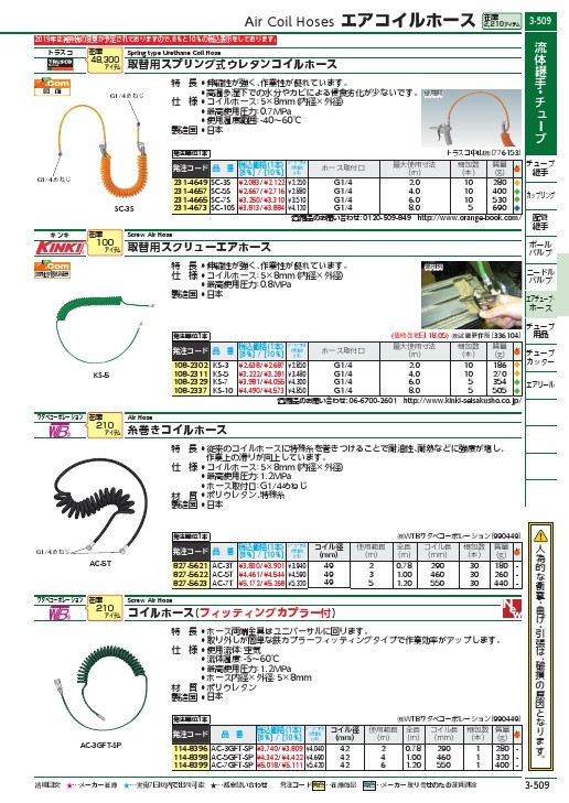 WTB コイルホース ( AC-7GFT-SP ) (株)WTBワタベコーポレーション