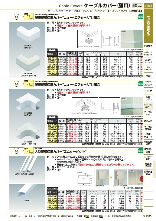 マサル エムケーダクト 1号 ホワイト ( MD12 ) マサル工業(株