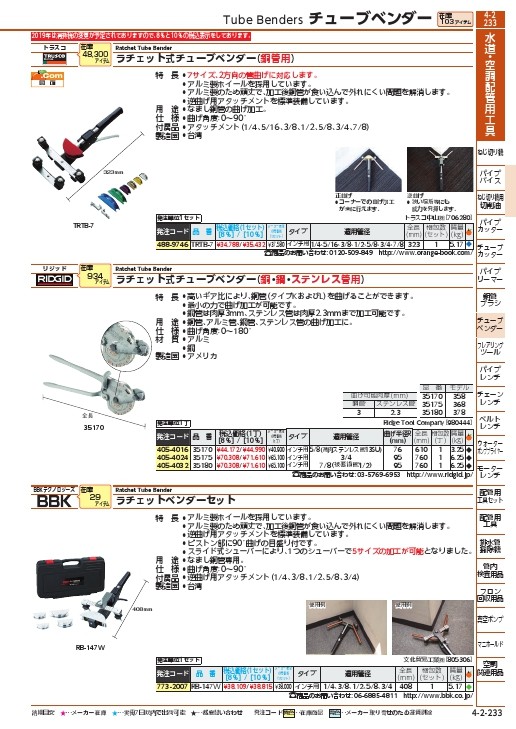 シルバーピーチ TRUSCO(トラスコ) ラチェット式ベンダーセット TRTB-7