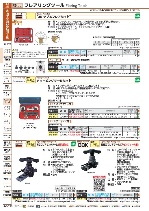 TRUSCO フレアリングツール 偏芯式・新冷媒対応 ( TFN-5 ) トラスコ中山(株) : 8183237 : ORANGE TOOL  TOKIWA - 通販 - Yahoo!ショッピング