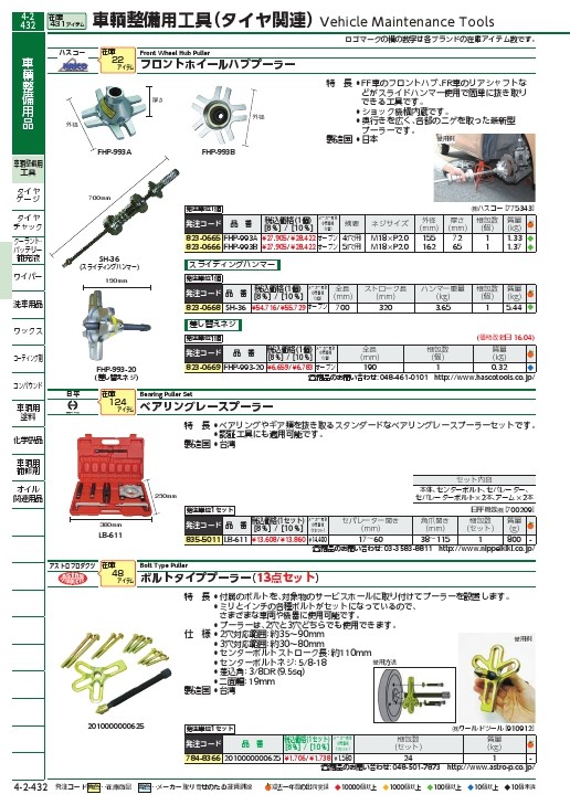 日平 車輌整備用品 ベアリングレースプーラー ( LB-611 ) 日平機器(株