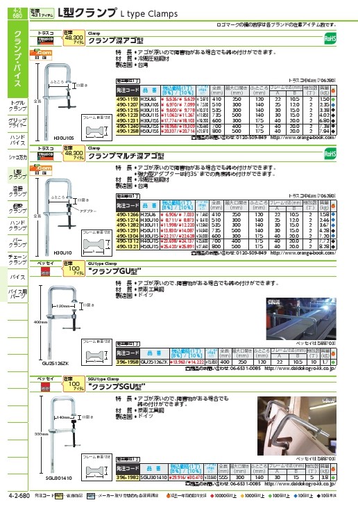 予約受付中】 ＴＲＵＳＣＯ クランプマルチ深アゴ型 開き500ｍｍ アゴ