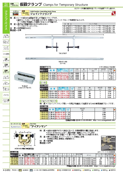 TRUSCO ジョイントクランプセット 幅27mm×全長1000mm ( TJC-27SET